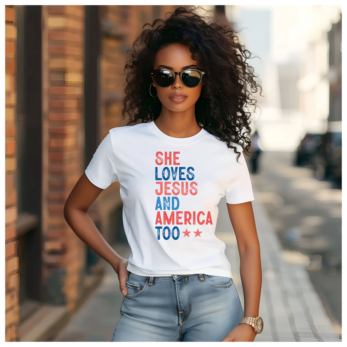 She Loves Jesus and America T Shirt