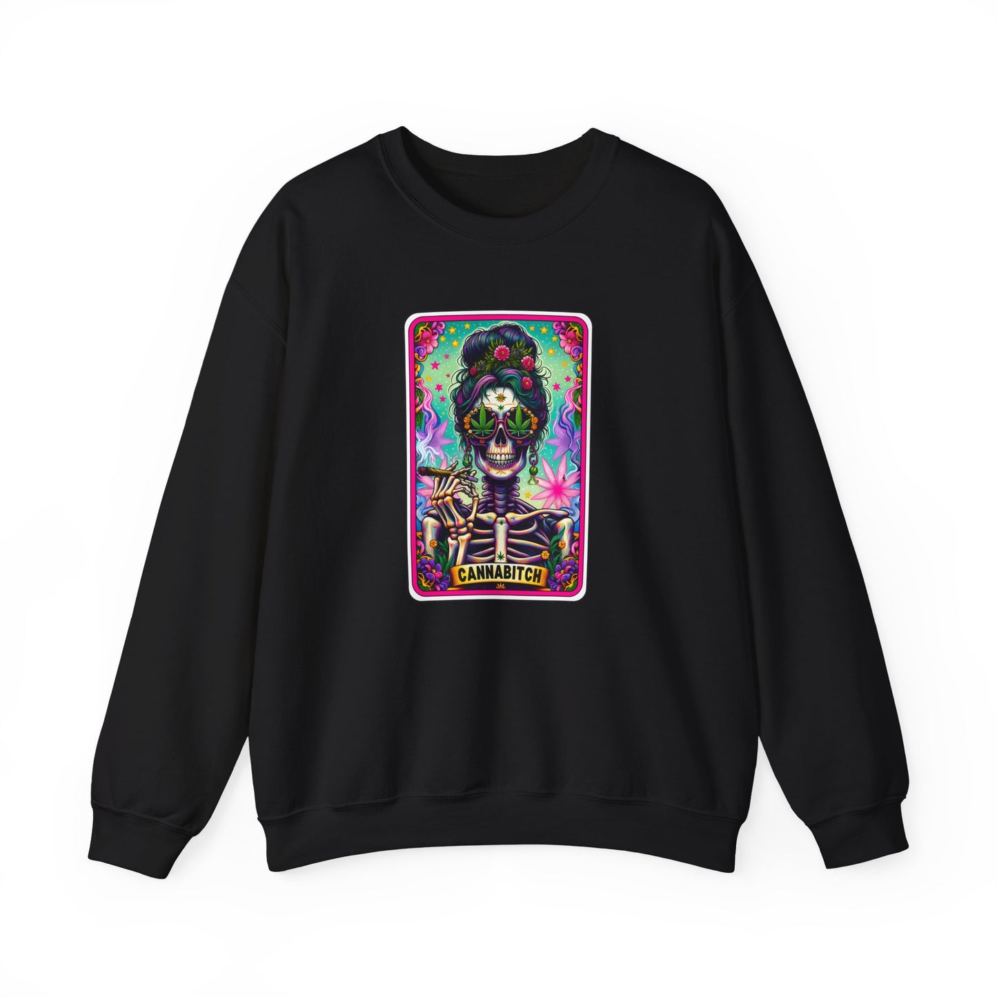 Canna Bitch Tarot Card Crewneck Sweater