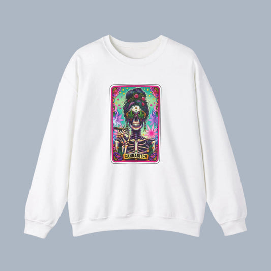 Canna Bitch Tarot Card Crewneck Sweater