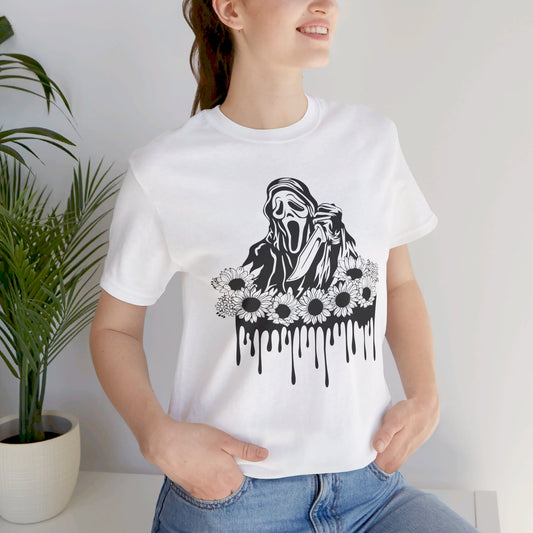 Halloween Ghost Face Sunflowers T Shirt